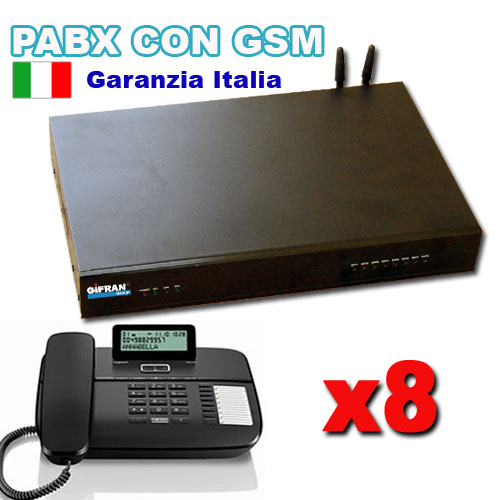 Centralino Telefonico professionale GSM, Kit con 8 telefoni integrati